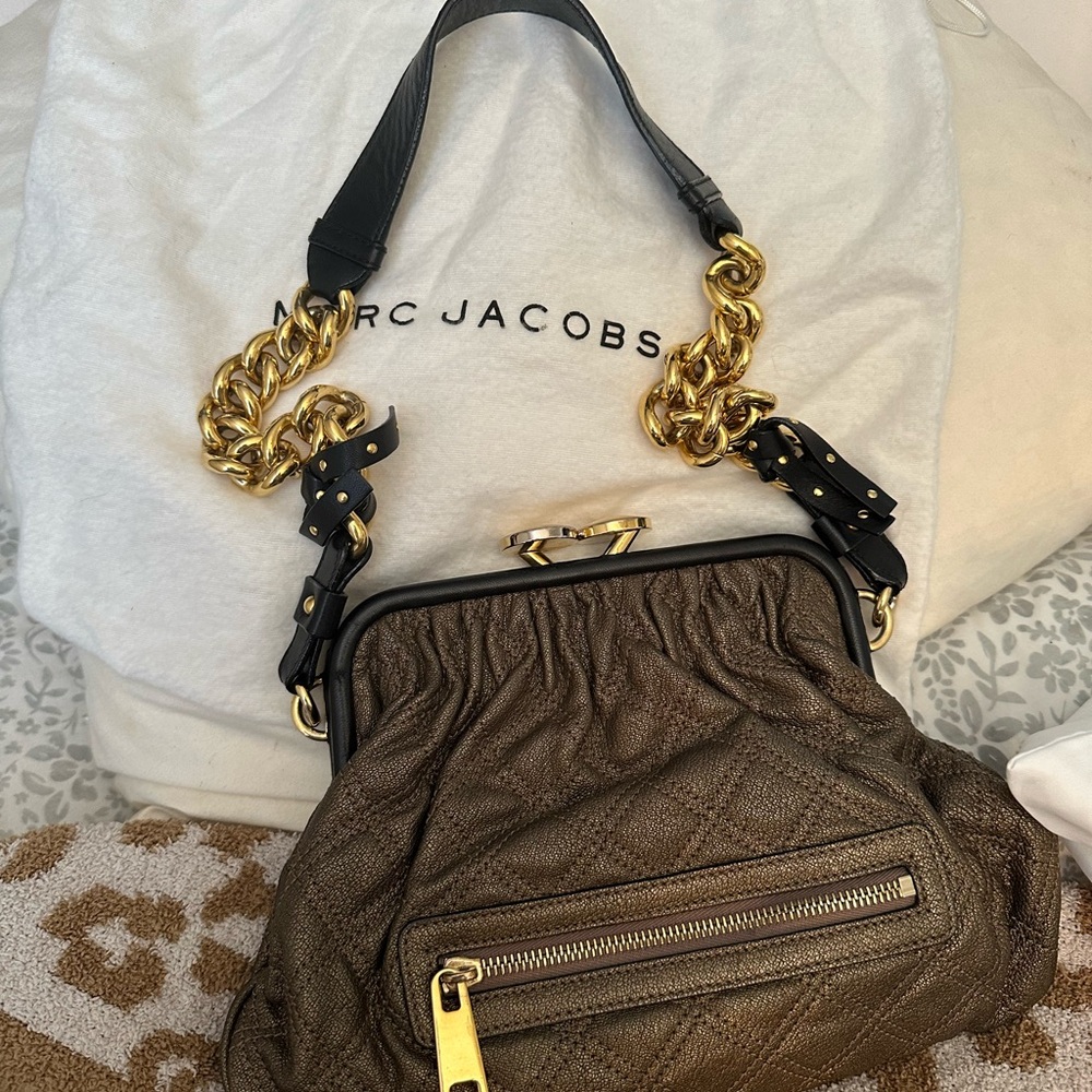 Marc Jacobs Brown Gold Quilted Shoulder Bag